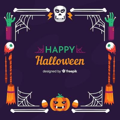 Halloween Skull and Pumpkin Frame – Free Download