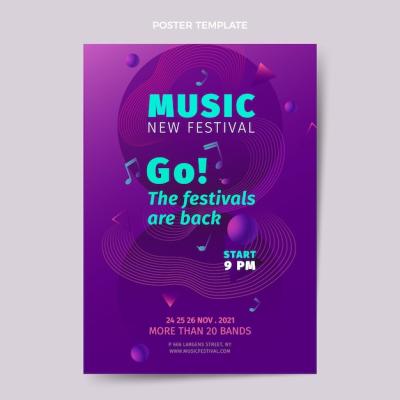 Colorful Gradient Music Festival Vertical Poster Template – Free Download