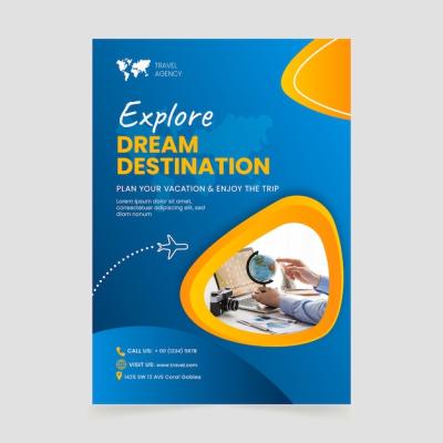 Gradient Travel Agency Vertical Poster Template – Free Download