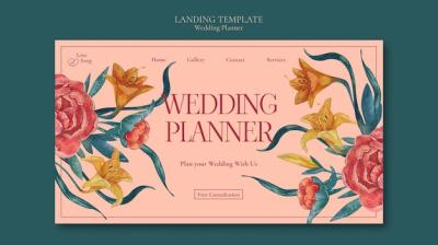 Watercolor Wedding Planner Landing Page Template – Free Download