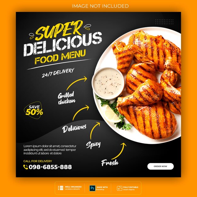 Food Social Media Banner Post Template – Download Free Stock Photo