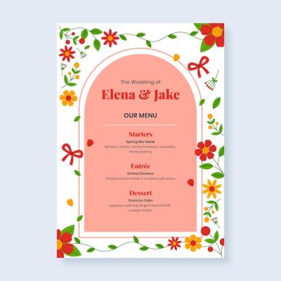 Wedding Planning Menu Template Design – Free Download