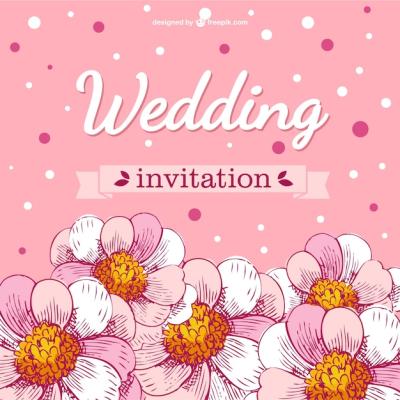 Wedding Card Featuring Cherry Blossom Flowers – Free Download