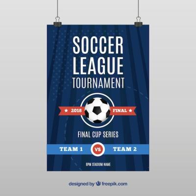 Soccer League Flyer Design featuring a Flat Style Ball – Free Download