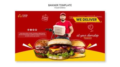 Food Online Concept Banner Mock-Up – Free Download