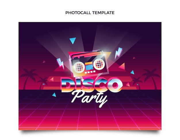 Gradient Retro Vaporwave Disco Party Photocall Template – Free Download