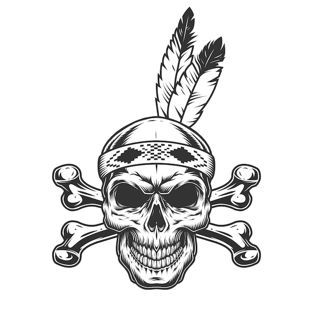 Native American Indian Warrior Skull – Free Download for Stunning Vector Templates