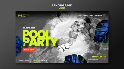 Pool Party Music Landing Page Design Template – Free Stock Photo, Download for Free