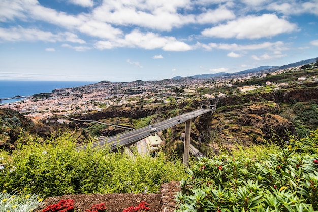 Typical Landscape of Madeira Island, Portugal – Funchal City Panorama View from Botanical Garden – Free Download