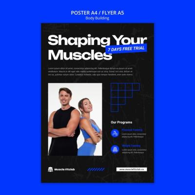 Flat Design Body Building Template – Free Download