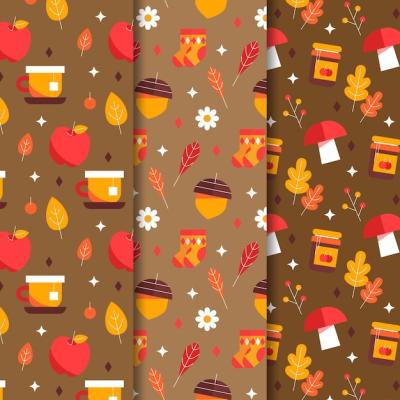 Flat Autumn Patterns Collection – Free Download