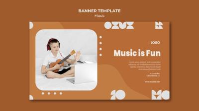 Fun Boy Playing Ukulele Banner – Free Download