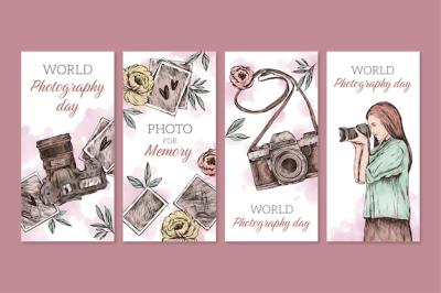 Hand Drawn Instagram Stories Collection for World Photography Day – Free to Download