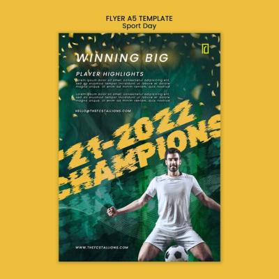 Vertical Flyer Template for Sports Day with Glowing and Blurry Effect – Free Download