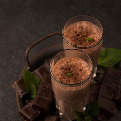 Milkshake Glasses with Mint and Chocolate on a Tray – Free to Download