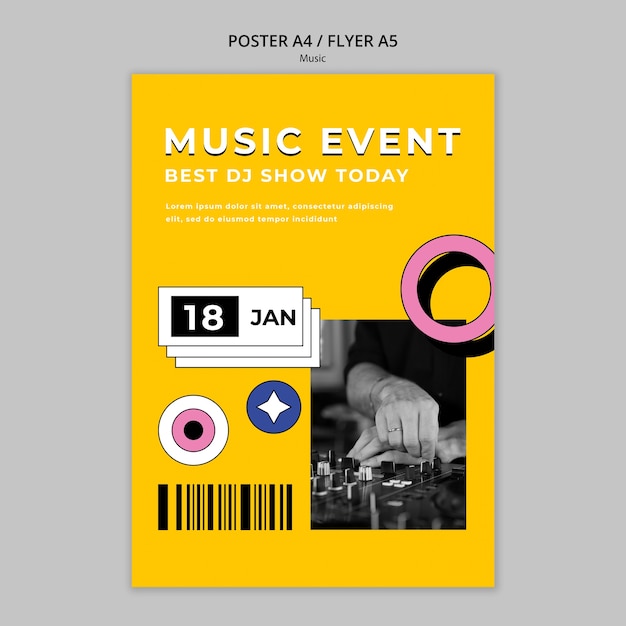 Retro Music Event Poster Template – Free Download