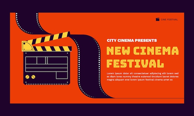 Flat Design Cinema Festival Facebook Template – Free Download