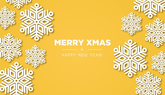 Merry Christmas and Happy New Year Card Design Featuring Elegant Snowflakes – Free Download