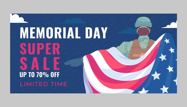 Memorial Day Sale Horizontal Banner Template – Free Download