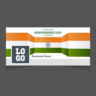 Flag of Independence of India Facebook Cover in Flat Design – Free Download