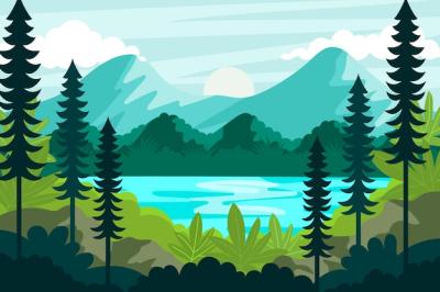 Hand Drawn Flat Lake Scenery – Free Stock Photo, Download Free