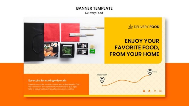 Delivery Food Horizontal Banner Template – Download Free Stock Photo