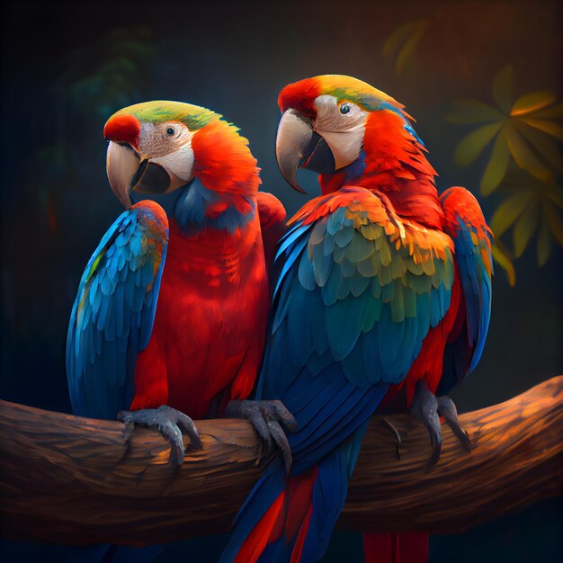 Colorful Macaws on a Branch – Free Stock Photo for Download