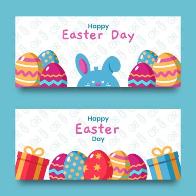 Flat Easter Banner Set – Free Download for Stock Photos