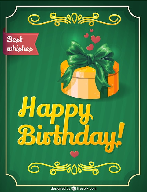 Retro Birthday Gift Card Design – Free Download Stock Photo