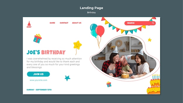 Kid’s Birthday Web Template – Free Download, Free Stock Photo