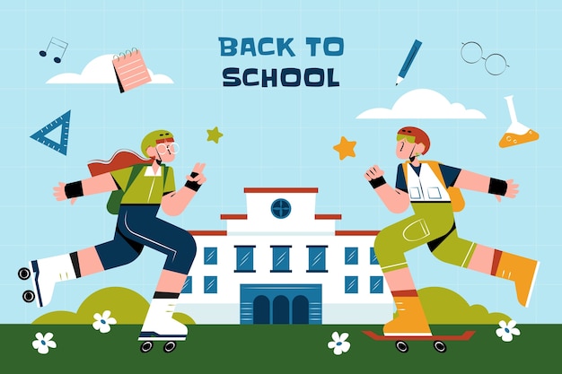 Flat Background Designs for Back to School Season – Free Download