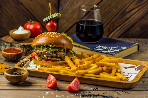 Fast Food Platter Featuring Burger and Fries – Free Download