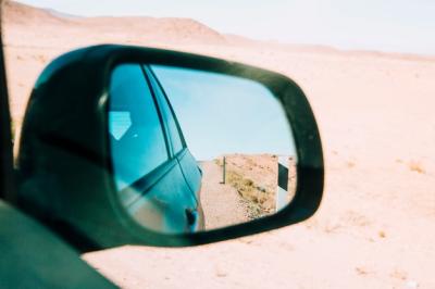 Desert Reflections in a Car Mirror – Free Stock Photo, Download Free