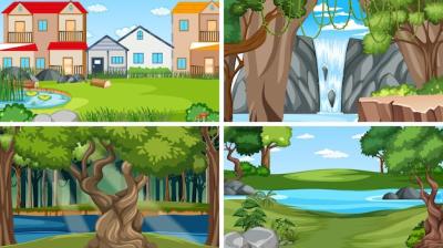 Serene Nature Scene Featuring Lush Trees and Flowing River – Free Download