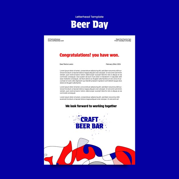 Beer Day Celebration Letterhead Template – Free Download