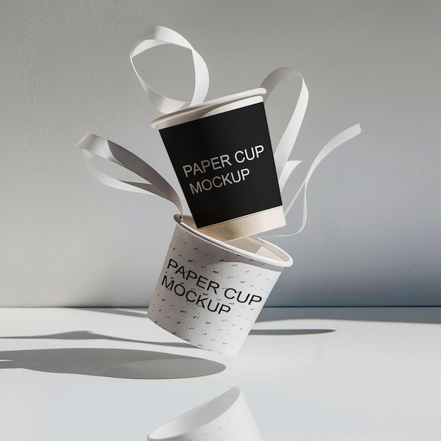 Flying Paper Cup Mockup – Free Download