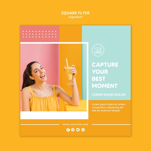 Colorful Digitalism Square Flyer Design – Free Download