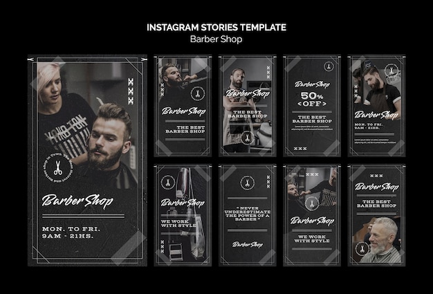 Barber Shop Instagram Stories Template Design for Free Download