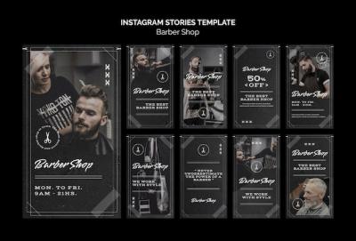 Barber Shop Instagram Stories Template Design for Free Download