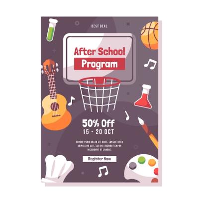 Vertical Poster Template for Children’s After School Activities – Free Download