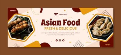 Flat Design Asian Food Facebook Cover Template – Free Download