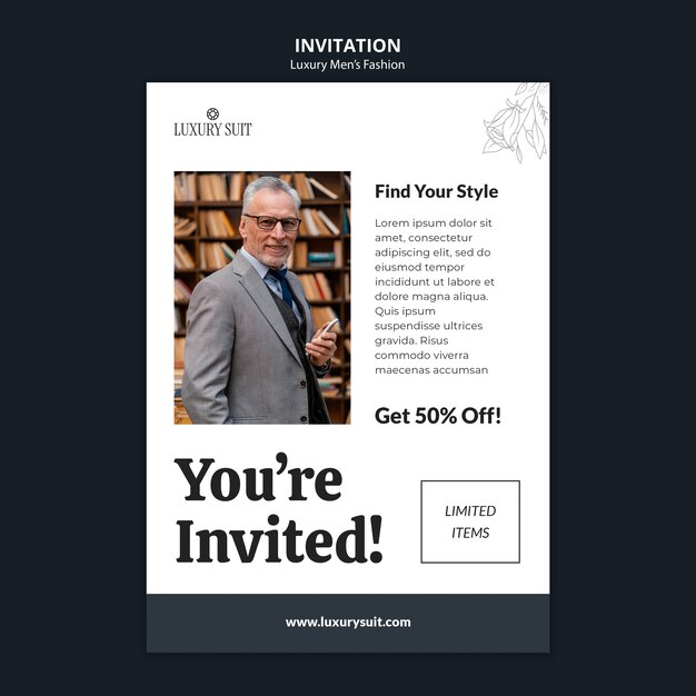 Luxury Men’s Fashion Invitation Template – Free Download