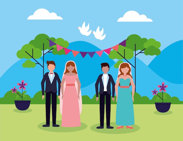 Flat Style Wedding Characters – Free Stock Photo Download