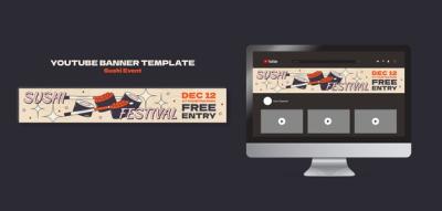 Hand Drawn Sushi Event YouTube Banner Template – Free Download