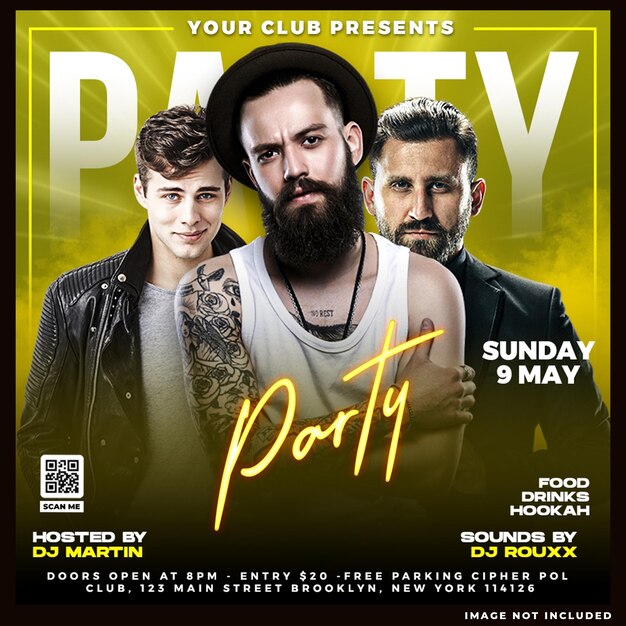 Saturday DJ Party Flyer Social Media Post – Free Download