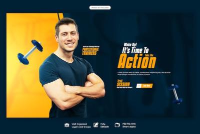 Gym and Fitness Web Banner or Background Template – Free Download