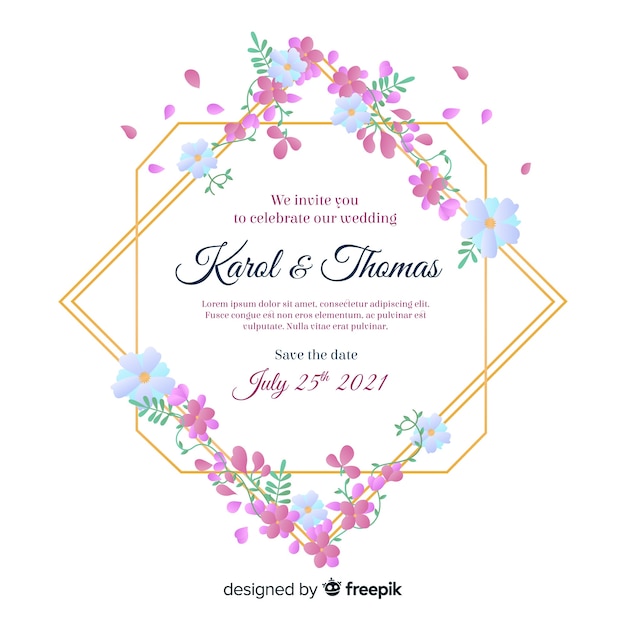 Floral Frame Wedding Invitation Template – Free Download