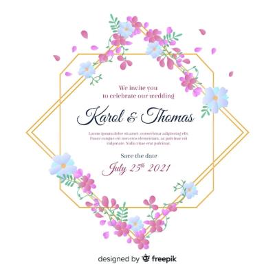 Floral Frame Wedding Invitation Template – Free Download