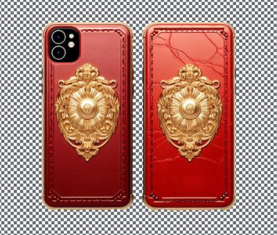 Beautiful Red and Gold Phone Cases Isolated on Transparent Background – Free Download