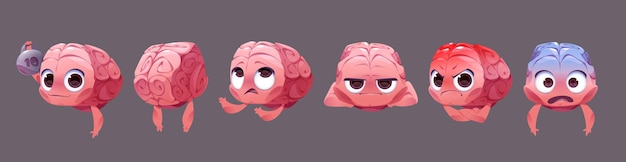 Cute Cartoon Brain Character Exercising with Emotions – Free Stock Photo, Download for Free